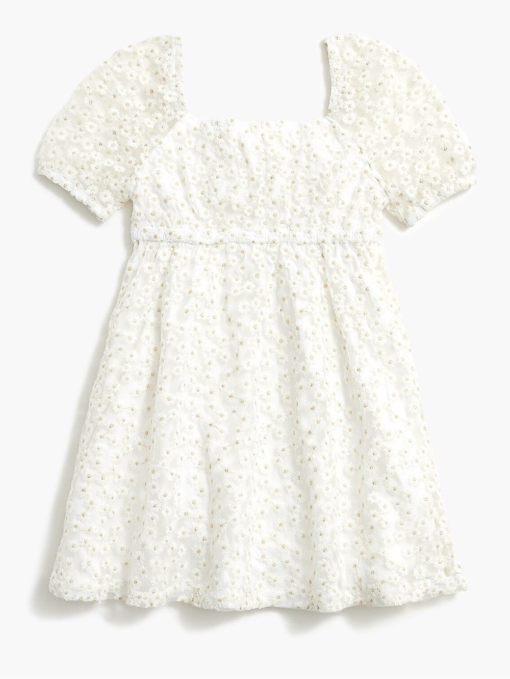 Crewcuts White Daisy Puff-Sleeve Dress